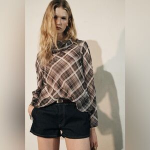 Zara Printed Sheer Drop Top